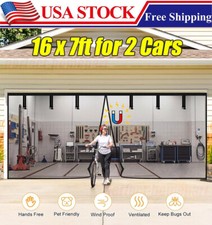 Garage Door Screen Magnetic Single Heavy Duty Mosquito Insects Mesh Net 16x7FT