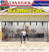Garage Door Screen Magnetic Single Heavy Duty Mosquito Insects Mesh Net 16x7FT