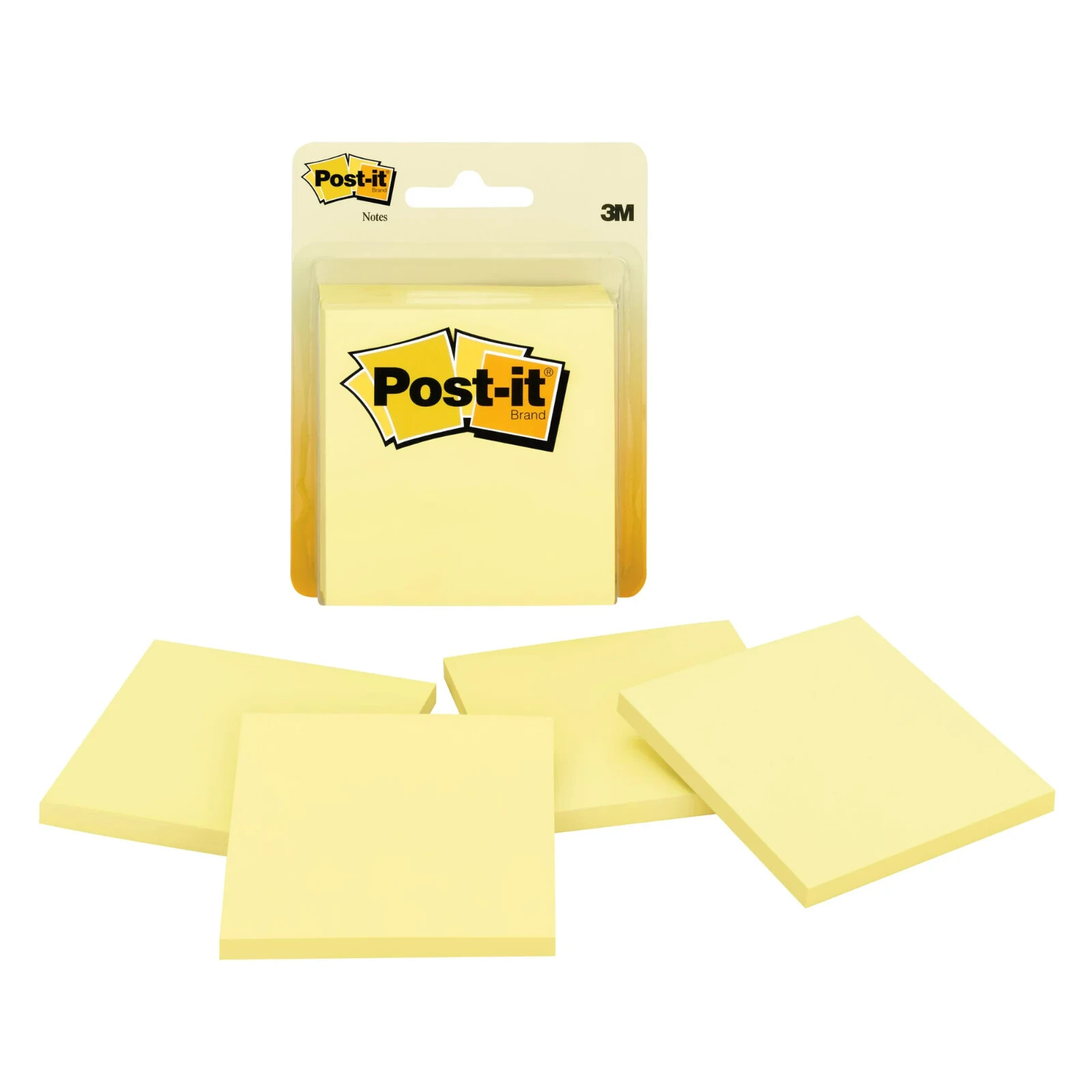 Post it Notes, 3 in x 3 in, Canary Yellow, 4 Pads 1 Pack