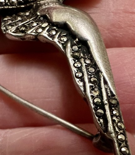 Vintage Sterlingsilber Markasit 3 Ketten SCHWALBE VOGEL Broschen Chatelaine Anstecknadel - Bild 8 von 18