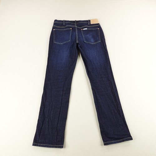 Topo Designs Jeans Mens 32 Blue Denim Slim Fit Straight Leg Flex Button Fly Dark - Picture 5 of 19