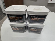 ClickClack Pantry Storage Cube Container set of 4 Clear/White 0.9L/1.0qt