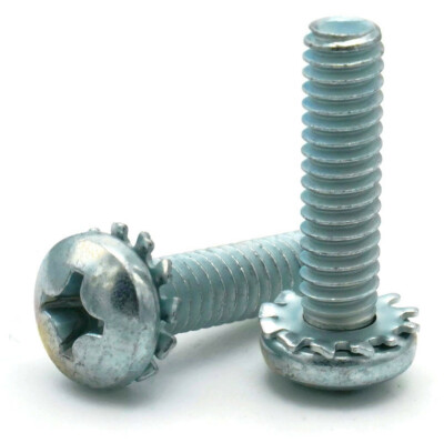 SEMS Screws #8-32 Phillips Pan Head External Tooth Lock Washer Zinc (Length+QTY)
