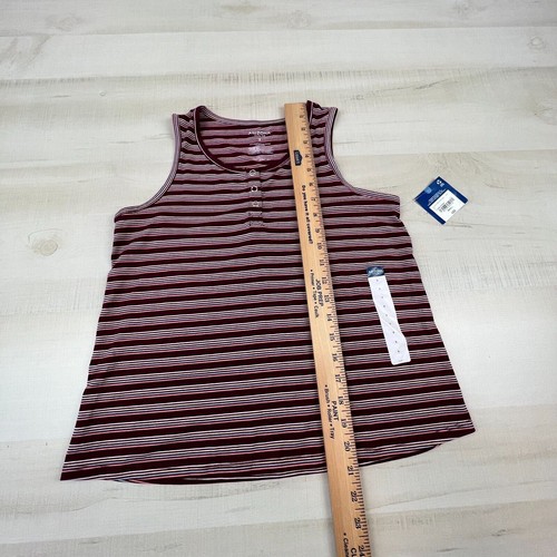Arizona Jean Co Womens Tank Top Small Juniors Burgundy Striped Knit Shirt New - Picture 5 of 8
