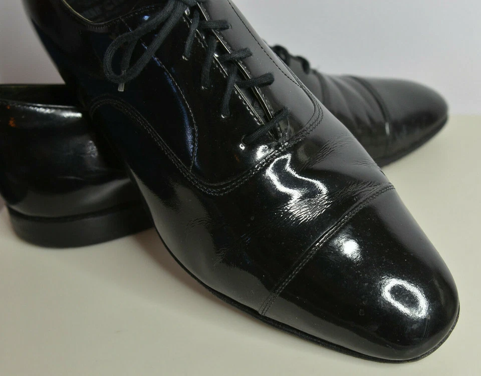 Church's Sackville Size 75 G Black Patent Leather Oxfords Cap Toe England Custom - Image 3 of 4