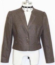 Boiled Loden WOOL JACKET Women Short AUSTRIA Riding Dirndl Dress BROWN B38" 8 S