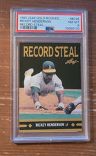 1991 Leaf Gold Rookies #BC26 Rickey Henderson PSA 8 Oakland Athletics (C)