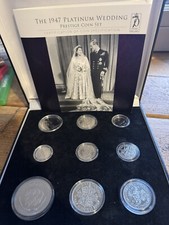 1947 Royal Wedding Prestige Predecimal Platinum Plated 9 Coin Predecimal Set