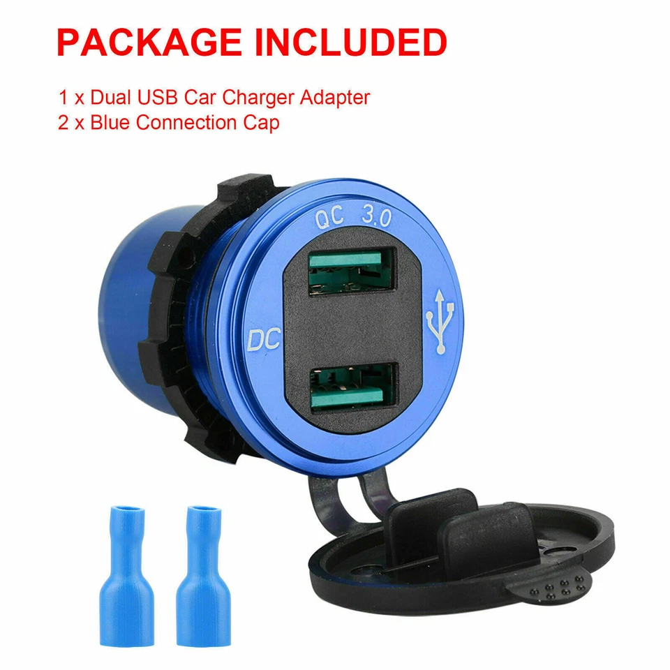 [批量7]双QC 3.0 USB快速充电器插座汽车带LED数字电压表 — 第 3/4 张图片