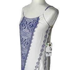 Show Me Your Mumu Shiloh Slip Dress White Blue Spaghetti Straps Small