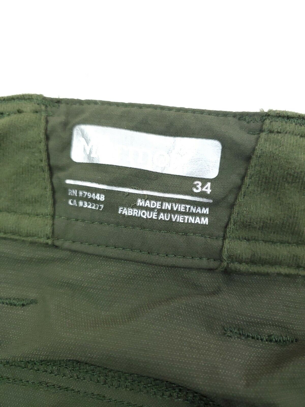 Marmot Men's Athletic / Hiking / Outdoor Pants Olive Green Size L (34) RN  79448