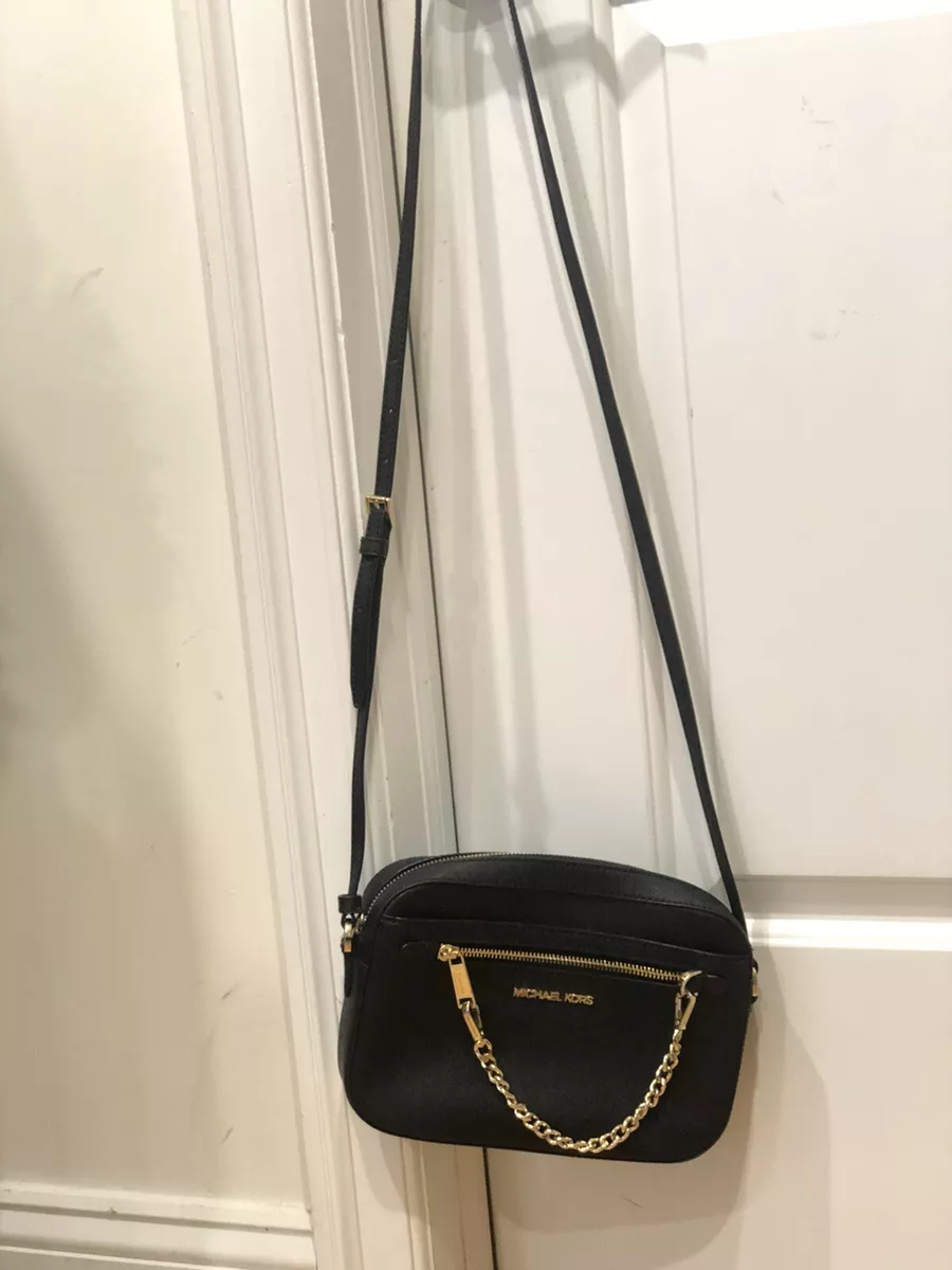 Jet Set Large Saffiano Leather Crossbody Bag - Black