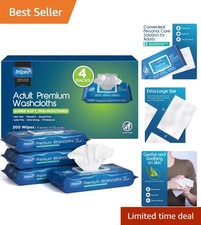 Soft Disposable Adult Wipes 200 Count  8"x12" for Sensitive Skin  Quick Clean