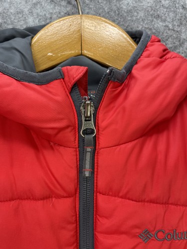 Columbia Jacket Youth Medium Red Hooded Turbodown Omni-Heat Puffer Coat Warm - Picture 5 of 20