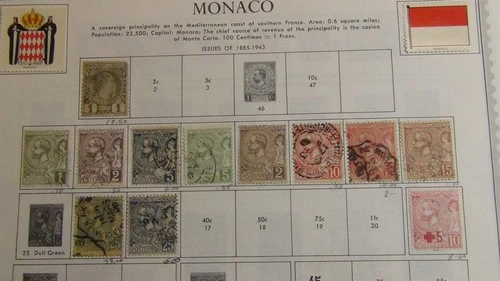 Stampsweis Monaco stamp collection on pages stock glassines est 626 stamps