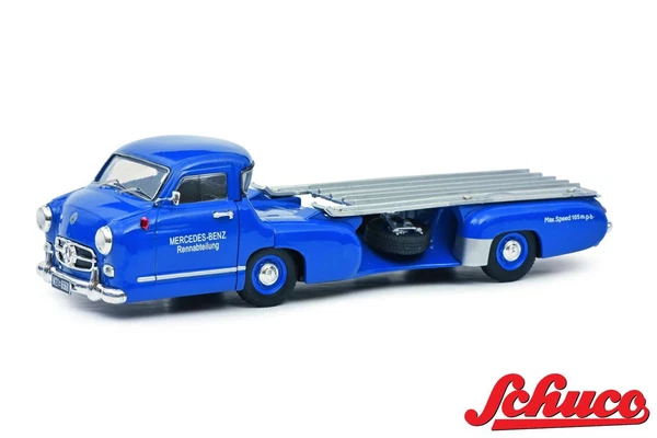 Schuco 450253800 1:43 Mercedes-Benz Renn-Transporter Blau Modellauto-image
