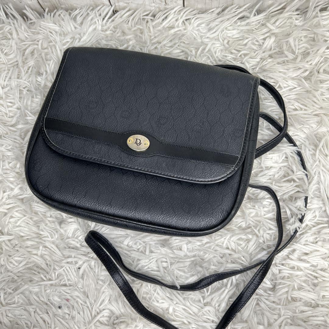 Dior Trotter Honeycomb PVC Shoulder Bag Black Authentic F06211872