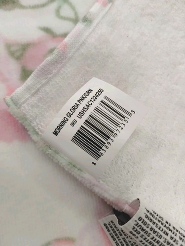 Laura Ashley set 2 MORNING GLORIA HAND TOWELS Floral Pink Green Velour soft NEW - Picture 4 of 9
