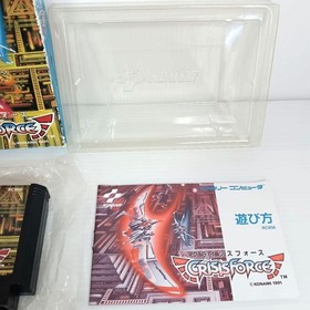 Crisis Force Complete KONAMI Famicom Game with Box, Manual, Postcard, and Flyer