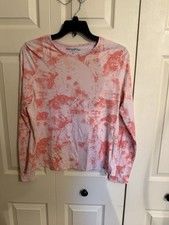 Hang Ten Pink Long Sleeve Top Tie-Dye Uv Protection Zipper Pocket Size Xl