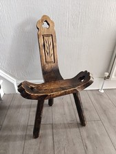 Handcrafted Rustic Solid Wood Chair Vintage Folk Art Unique Home Decor Chair