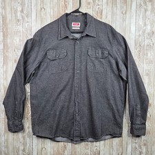 Wrangler Flex for Comfort Mens Button Up Shirt Gray Long Sleeve Workwear Size XL
