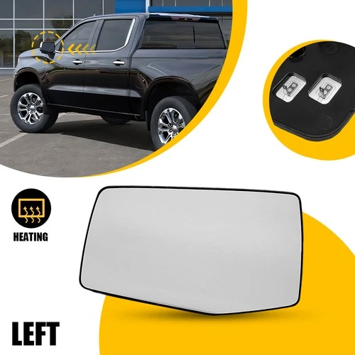 Heated Left Mirror Glass Replacement For 2020-2024 CHVEROLET SILVERADO 2500 HD
