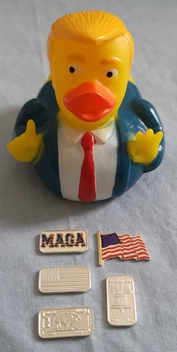 Assorted 1gm .999 Fine Silver Colorized MAGA Bar, American Flag+Trump Duck