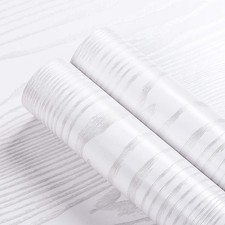 Livelynine White Peel and Stick Wallpaper Wood Contact Paper for Cabinets