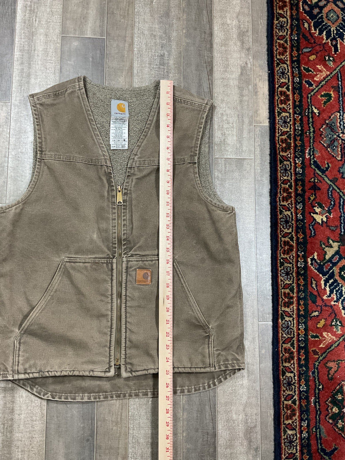 Carhartt VTG Sandstone Fleece Sherpa Lined Canvas Vest Jacket Medium 