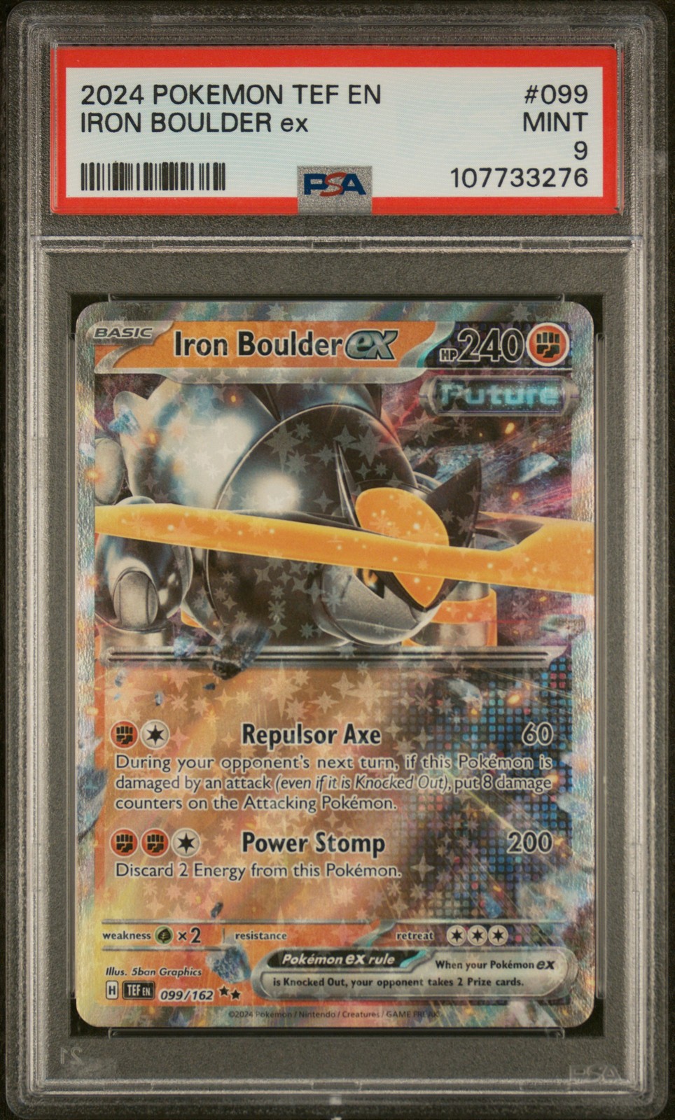 2024 POKEMON TEF EN-TEMPORAL FORCES #099 IRON BOULDER EX PSA 9
