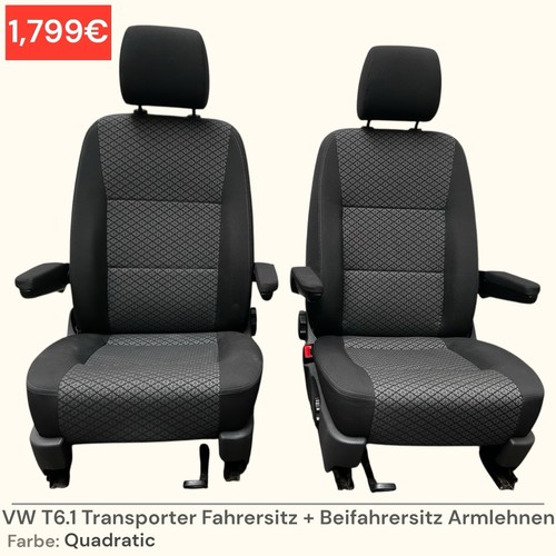 VW T5 T6 T6.1 Transporter Fahrersitz + Beifahrersitz Sitz Armlehnen Quadratic