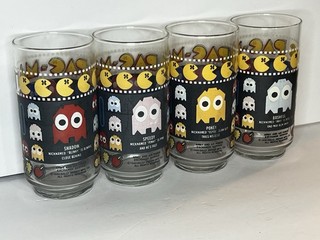 80s PacMan Army Air Force Exchange Pokey Speedy Shadow Bashful Ghost Glasses Set