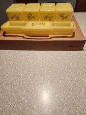 Vintage Yellow Plastic Nursery Dresser Vanity Set