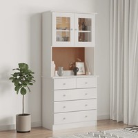 Highboard Alta Massivholz Kiefer Weiß 77X35X165 Cm Landhausstil