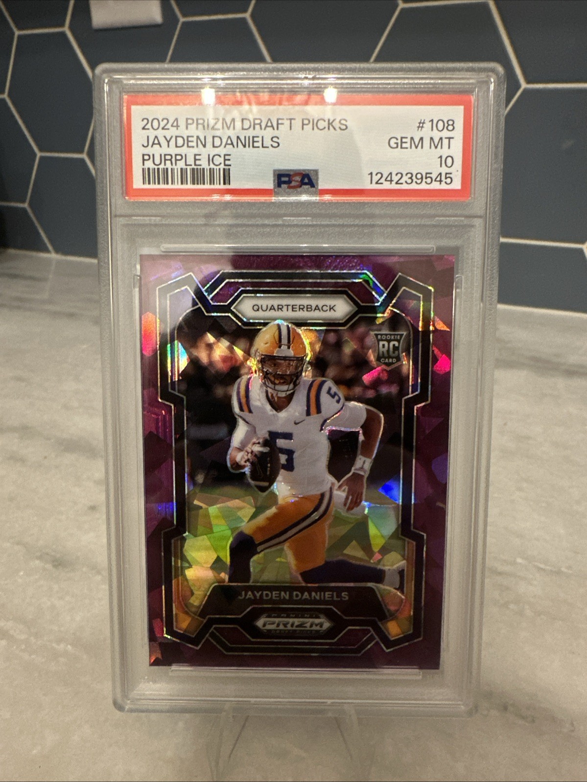 2024 Panini Prizm Draft Picks Jayden Daniels Purple Ice Prizm /149 PSA 10 💎