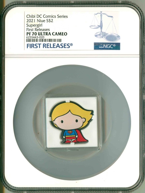 2021 Niue S$2 Chibi DC Comics Series Supergirl FR NGC PF70 UC W/ Box COA OGP
