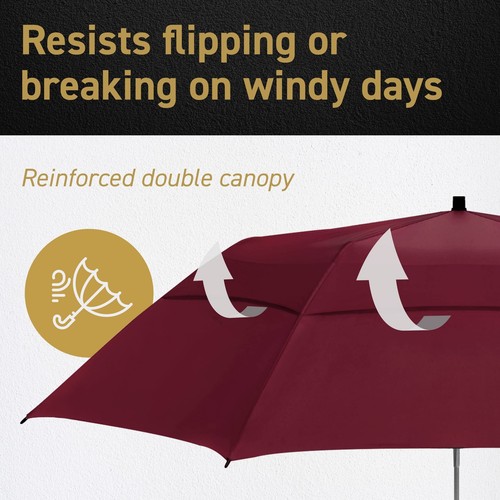 Golf Umbrella - 58 Inch Windproof Rain Umbrellas w/Double Canopy - Compact, P... - Picture 3 of 9
