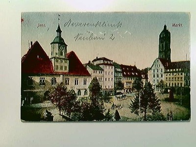 Jena, Markt, coloriert, AK, gelaufen 1928