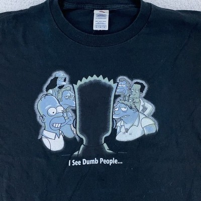 Vtg The Simpsons I See Dumb People Shirt Mens L/XL Black Bart Homer 2001 Tee