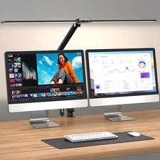 LED Desk Lamp for Office Home, 31.5" Architect Desk Light with Clamp Dual Screen