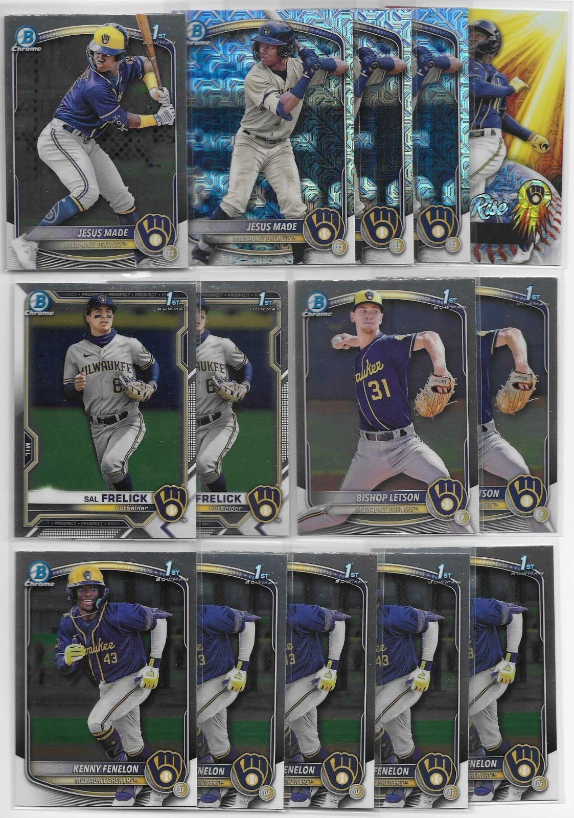 Jesus Made 1st Sal Frelick & Bishop Letson 1st 2025 Bowman 1sts + (28) Brewers