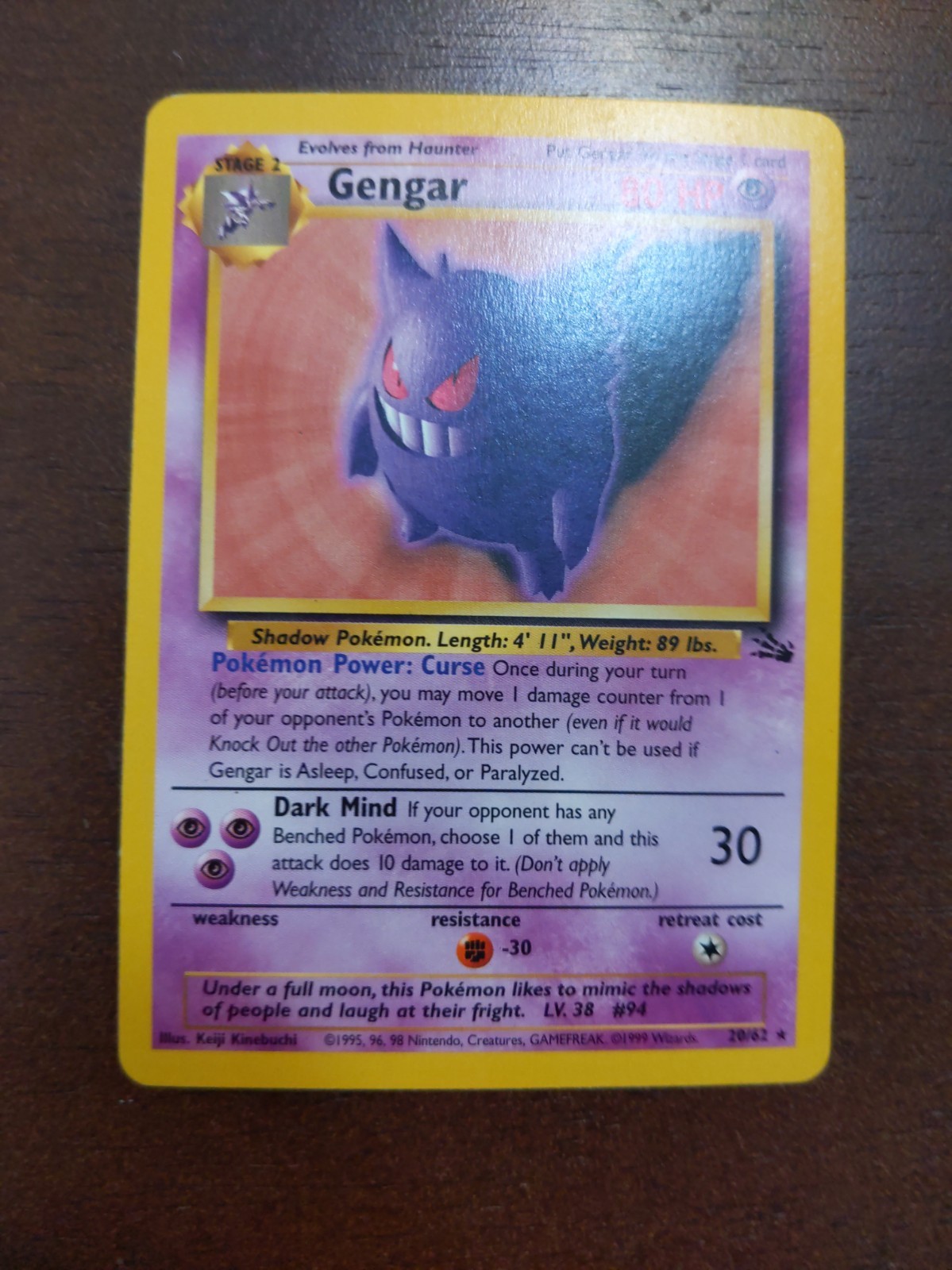 Gengar 20/62 - Fossil - Regular - MP