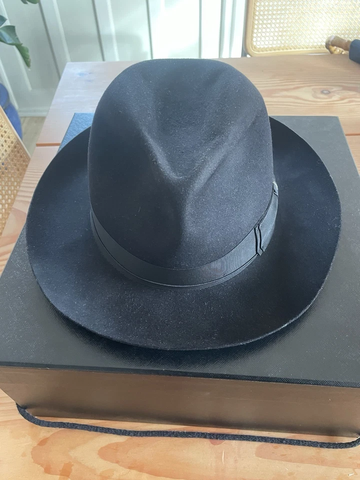 BORSALINO BROAD BRIM BEAVER FEDORA AND CUSTOM BORSALINO HATBOX Size 7 3/4 - Image 2 of 4