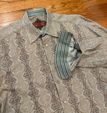 Robert Graham Button Up Shirt Mens XL Jacquard Geometric Patterned Paisley AOP