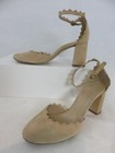 Chloe Beige Suede D'Orsay Scalloped Almond Toe Block Heel Ankle Strap SZUS5 EU35 — photo 1