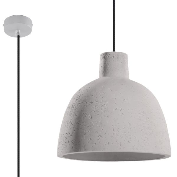 Suspension béton gris E27 Damaso lustre minimaliste au design industriel épuré