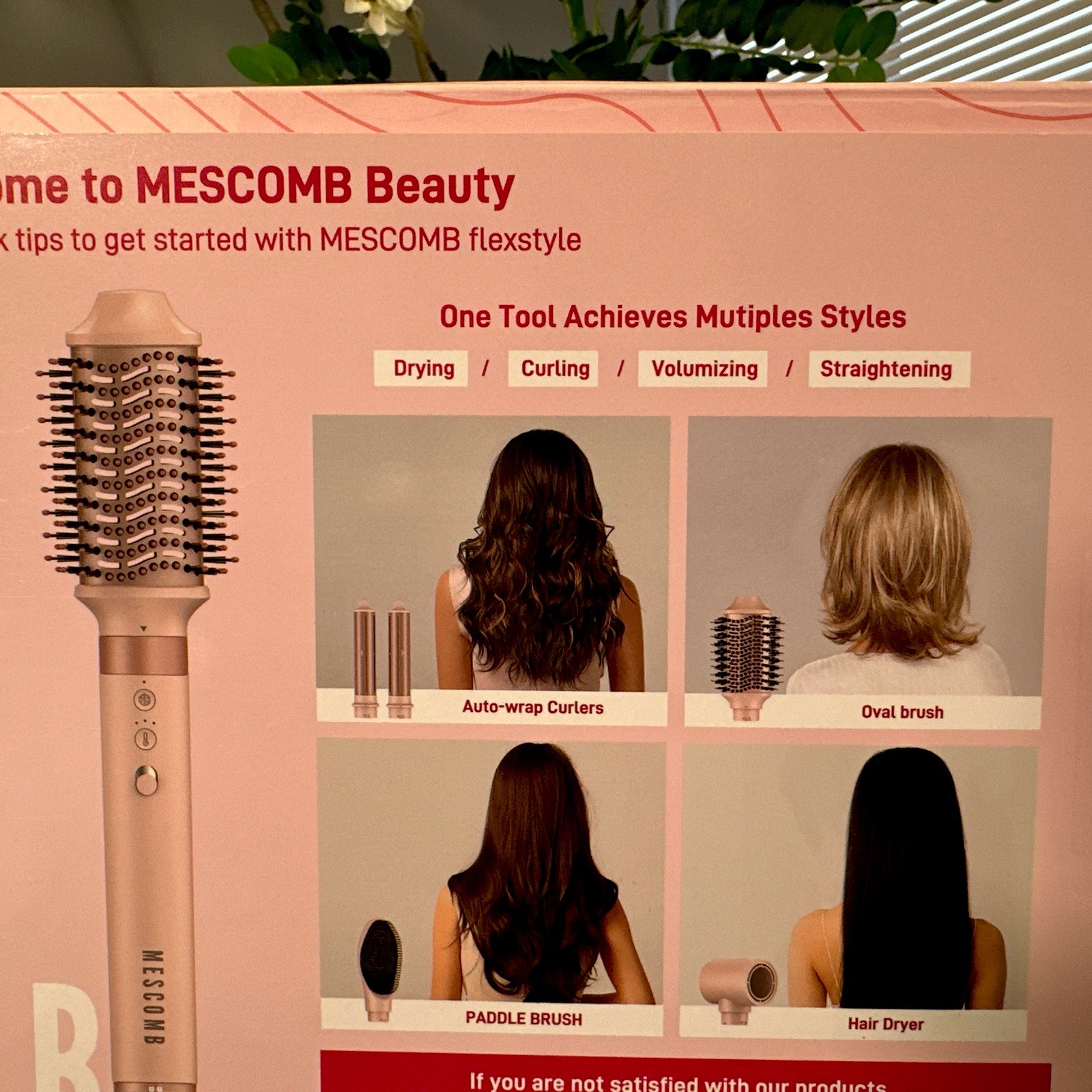 Mescomb HL-3030 Pink Corded Electric 5 In 1 High Speed Hair Dryer Brush