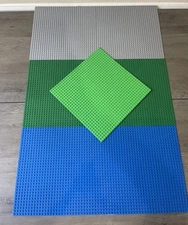 Lot of 7 LEGO Baseplates Green | Blue |Gray 32 x 32 Stud 10” Square Base Plate
