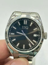 MINT ESQ by Movado ES.33.1.14.5573 Black Dial Quartz 38mm Date Watch NEW BATTERY